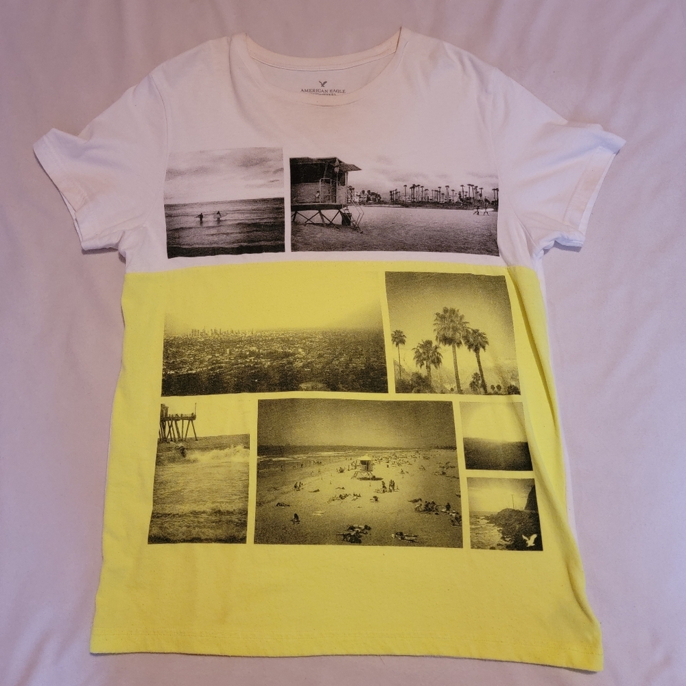 American Eagle Graphic Tee [L] White/Yellow
